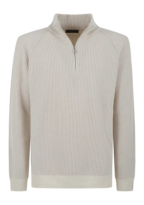 Incotex zip ribbed sweater - Neutrals