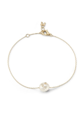 Mateo 14kt yellow gold baroque pearl and diamond bracelet