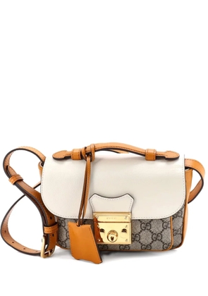 Gucci Pre-Owned Padlock Front Pocket Flap GG Coated Canvas and Leather Mini shoulder bag - Neutrals