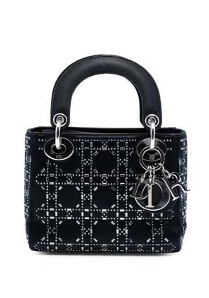 Christian Dior Pre-Owned 2017 Mini Satin Cannage Strass Crystal Embellished Lady Dior satchel - Black