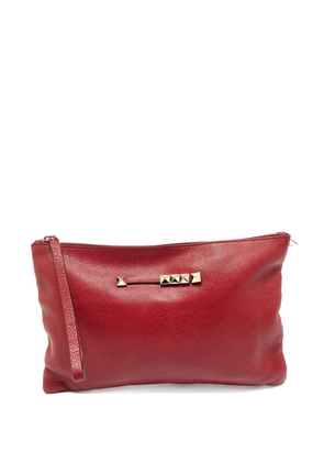 Valentino Garavani Pre-Owned 2000s stud-detail zip-top clutch bag - Red