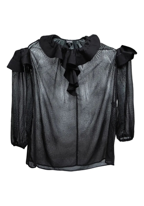 Just Cavalli Vintage ruffled-collar semi-sheer blouse - Black