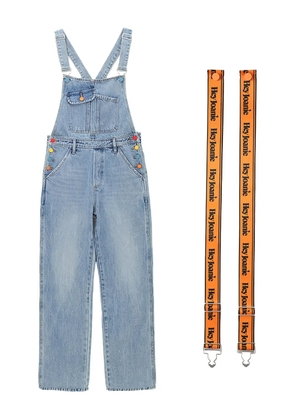 Hey Joanie logo-print dungarees - Blue