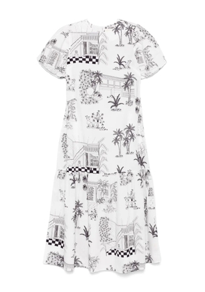 Verandah graphic-print midi dress - White