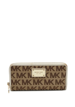 Michael Kors pre-owned logo plaque zip-around wallet - Brown