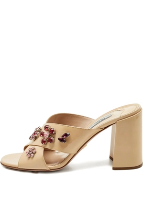 Prada Pre-Owned criss-cross round-toe sandals - Neutrals
