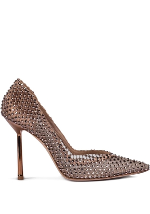 Le Silla 100mm Gilda crystal-embellished pointed-toe pumps - Brown