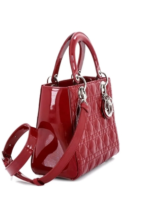 Christian Dior Pre-Owned Lady Dior Bag Cannage Quilt Patent Medium satchel - Red