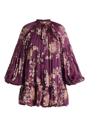Hemant And Nandita Savi ruffled floral mini dress - Purple