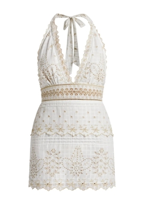 LoveShackFancy Aventine guipir embroidered mini dress - White