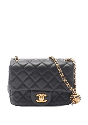 CHANEL Pre-Owned 2021-2026 Mini Square Classic Lambskin Pearl Crush Single Flap crossbody bag - Black