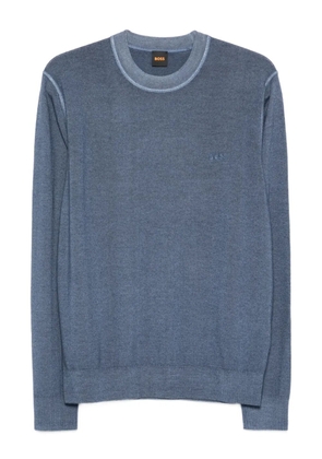 BOSS embroidered wool sweater - Blue