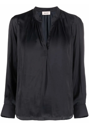 Zadig&Voltaire satin-finish V-neck blouse - Black