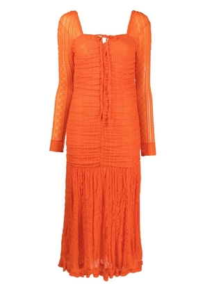 GANNI square-neck long-sleeve dress - Orange