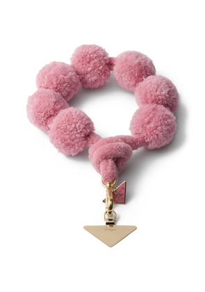 Prada triangle logo wool smartphone wrist strap - Pink