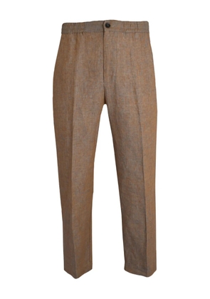 Altea elasticated-waist linen trousers - Brown