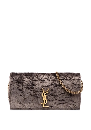 Saint Laurent Pre-Owned 2022 Crushed Velvet Monogram Kate 99 Tassel Bag satchel - Brown