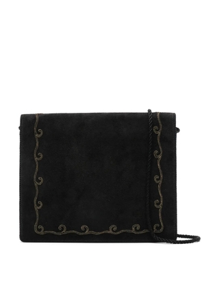 Christian Dior Pre-Owned 1970s embroidered suede shoulder bag - Black