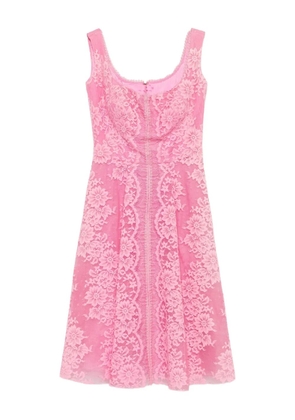 Gemy Maalouf floral-lace scoop-neck mini dress - Pink