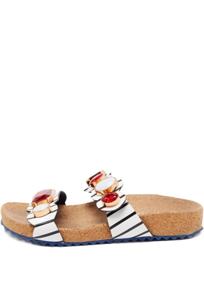 Sophia Webster pre-owned striped gem-embellished sandals - White