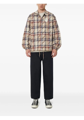 A BATHING APE® logo-plaque plaid jacket - Neutrals