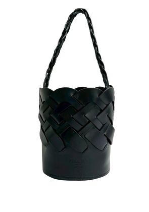 Prada Pre-Owned 2010-2026 Vitello Intreccio Tress bucket bag - Black