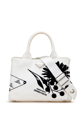 Prada Pre-Owned 2013-2025 Small Canvas Canapa Floral And Symbols satchel - White