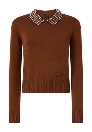 PINKO embellished-collar sweater - Brown