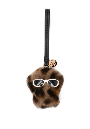 Versace leopard-print textured keyring - Brown