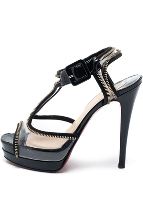 Christian Louboutin Pre-Owned 125mm zip-detailed sandals - Black