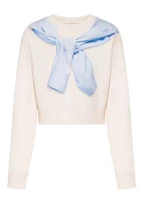 MOSCHINO JEANS Trompe-l'œil print cropped sweatshirt - White