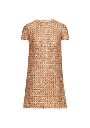 Oscar de la Renta Floral Grid-embroidered dress - Orange