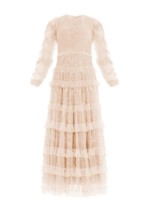 Needle & Thread Blossom laced ruffled midi dress - Neutrals