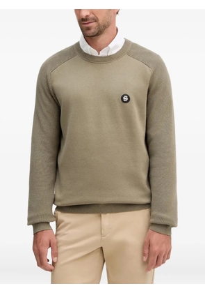 BOSS logo-patch crew-neck sweater - Brown