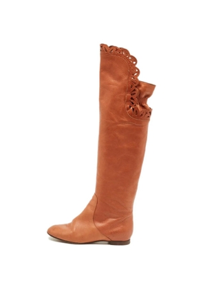 Chloé Pre-Owned scalloped laser-cut boots - Brown