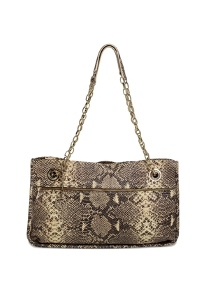 DKNY snakeskin-embossed chain-strap shoulder bag - Neutrals