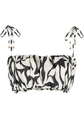 Cala de la Cruz abstract-print crop top - White