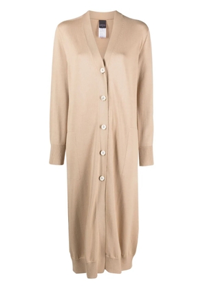 Lorena Antoniazzi V-neck knitted longline cardigan - Neutrals