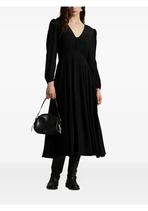 Polo Ralph Lauren polka-dot puff-sleeve midi dress - Black