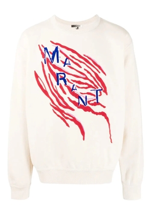 MARANT tiger-stripe embroidered sweatshirt - White