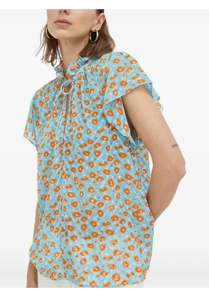 SAMSOE SAMSOE ruffled floral top - Blue
