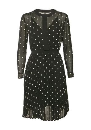 Maje floral-embroidered pleated dress - Black