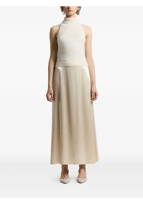 Peserico high-neck satin maxi dress - White