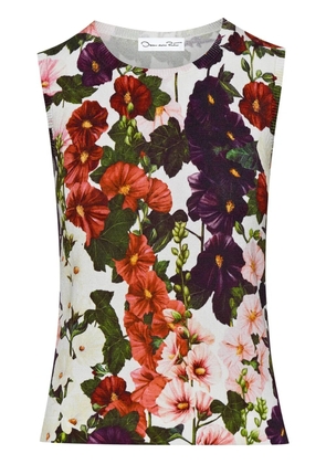 Oscar de la Renta Hollyhocks floral-print tank top - Black