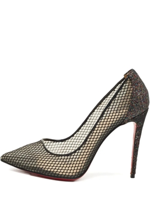 Christian Louboutin Pre-Owned Follies glitter-panelled pumps - Black