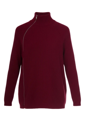 ALPHA STUDIO zip-up funnel-neck cardigan - Red