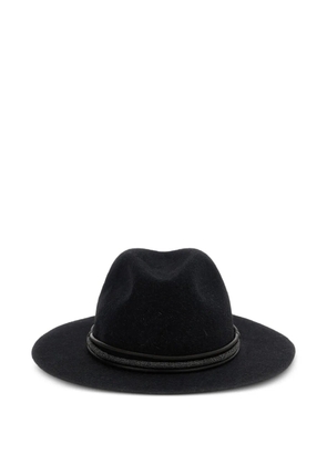 Brunello Cucinelli leather monili-band fedora hat - Grey