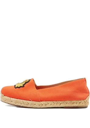 Christian Louboutin Pre-Owned embroidered-crest espadrilles - Orange