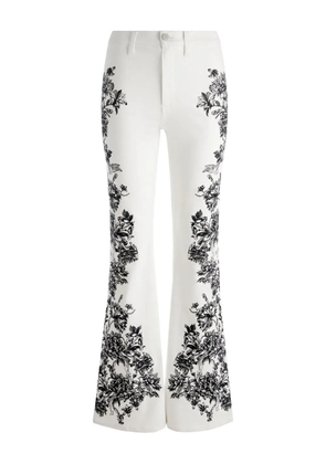 alice + olivia SB floral-print flared trousers - White