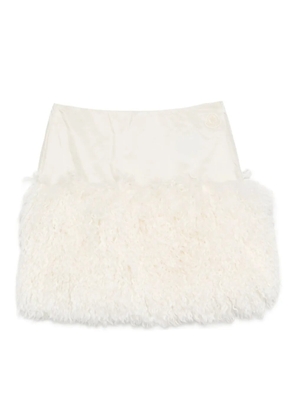 Moncler fluffy-trim skirt - Neutrals